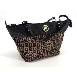 Tommy Hilfiger Black and Beige Handbag Purse – OS